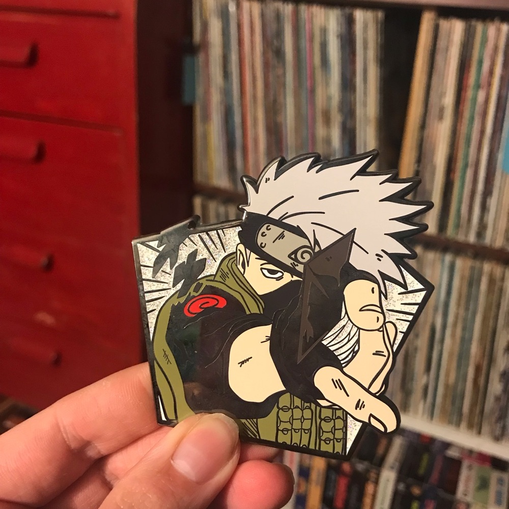 Kakashi Anime Enamel Pin - White & Green Character Design